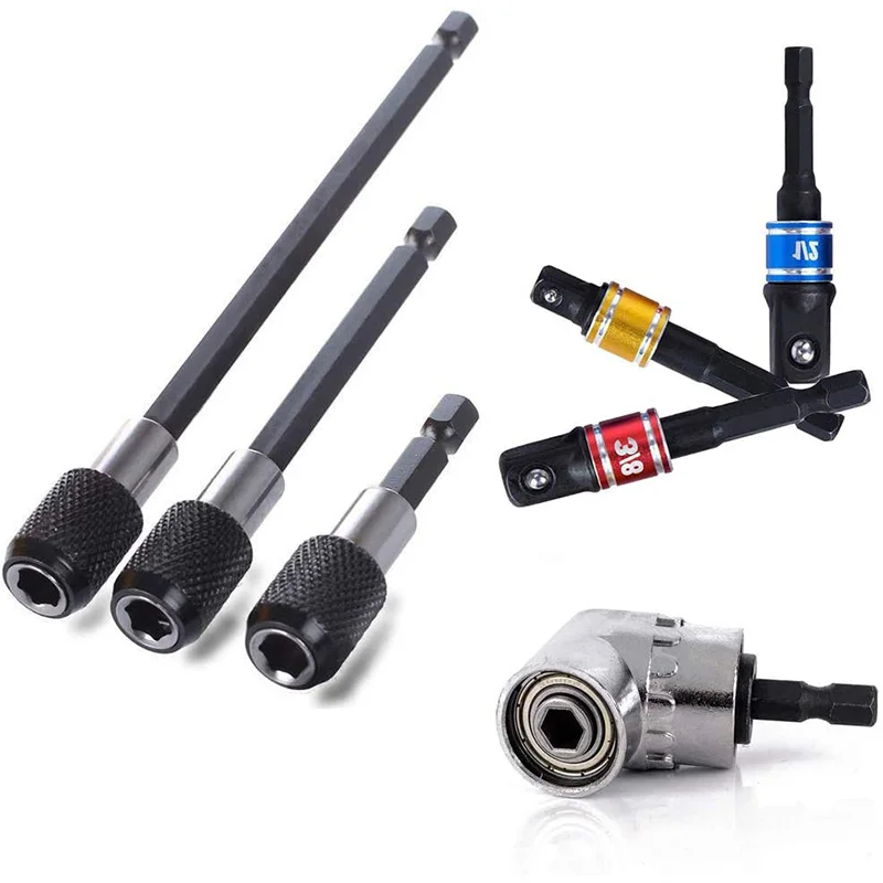 Extension Bar Hex Shank Socket Adapter Drill Bit, 1/4 Hex Shank Screwdriver Bit Holder 105 Degree Right Angle Drill Attachment
Extension Bar Hex Shank Socket Adapter Drill Bit, 1/4 Hex Shank Screwdriver Bit Holder 105 Degree Right Angle Drill Attachment