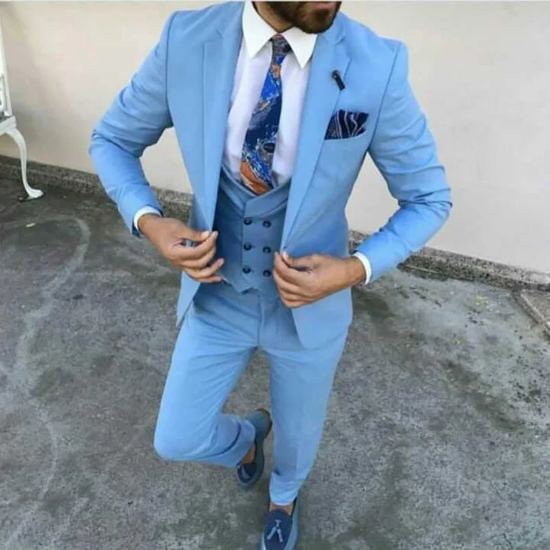 Brand Men Suit 2020 Light Blue 3 Pcs Men Suit (Jacket+Vest+Pants) Men Suits for Wedding Evening Party Groom Tuxedos Slim Fit
Brand Men Suit 2020 Light Blue 3 Pcs Men Suit (Jacket+Vest+Pants) Men Suits for Wedding Evening Party Groom Tuxedos Slim Fit