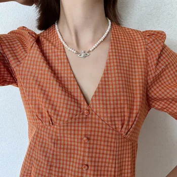 French Sterling Saturn Pearl Necklace Lady Clear Water Pearl Clavicle chain luxury birthday gift
French Sterling Saturn Pearl Necklace Lady Clear Water Pearl Clavicle chain luxury birthday gift