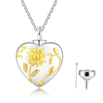 925 Sterling Silver Heart Sunflower Urn Necklace Memorial Ashes,forever in My Heart Pendant Fashion Jewelry for Women Free Ship 
925 Sterling Silver Heart Sunflower Urn Necklace Memorial Ashes,forever in My Heart Pendant Fashion Jewelry for Women Free Ship