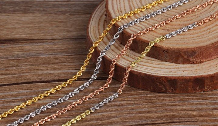 Real 18K Gold Rope Chain Necklace For Women 16 Real 18K Gold Rope Chain Necklace For Women 16