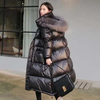 New Black Glossy Women Winter Jacket Big Fur Collar Winter Coat Women Long Down Parka Lady Hooded Parkas Warm Cotton Jackets
New Black Glossy Women Winter Jacket Big Fur Collar Winter Coat Women Long Down Parka Lady Hooded Parkas Warm Cotton Jackets