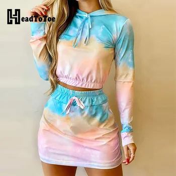Tie Dye Hooded Crop Hoodies and Skirt Set Autumn Long Sleeve Casual Women Two Piece Outfits
Tie Dye Hooded Crop Hoodies and Skirt Set Autumn Long Sleeve Casual Women Two Piece Outfits