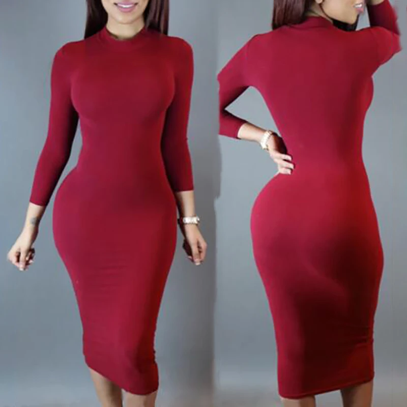woman dress 2020 autumn slim long-sleeved sexy bodycon women's evening party club dresses female mid-waist solid color robe
woman dress 2020 autumn slim long-sleeved sexy bodycon women's evening party club dresses female mid-waist solid color robe