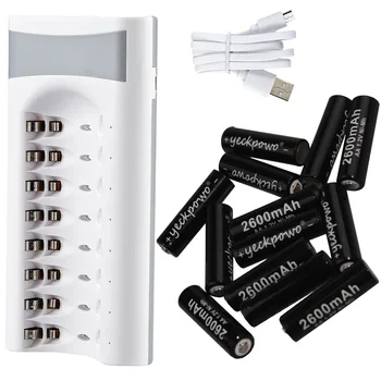 8~20 pcs AA batteries nimh rechargeable 2A battery 2600mah 1.2V low self-discharge ni-mh & AA charger USB 8 slots Safe charger
8~20 pcs AA batteries nimh rechargeable 2A battery 2600mah 1.2V low self-discharge ni-mh & AA charger USB 8 slots Safe charger