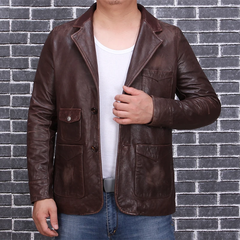 2019 Vintage Brown Men Casual Leather Jacket Pockets Design Plus Size XXXL Genuine Sheepskin Russian Autumn Coat FREE SHIPPING
2019 Vintage Brown Men Casual Leather Jacket Pockets Design Plus Size XXXL Genuine Sheepskin Russian Autumn Coat FREE SHIPPING