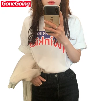 GoneGoing 2020 Summer Women Ins Letter Printing Short Sleeve Tshirt Fashion Loose Cotton T shirts 031425
GoneGoing 2020 Summer Women Ins Letter Printing Short Sleeve Tshirt Fashion Loose Cotton T shirts 031425