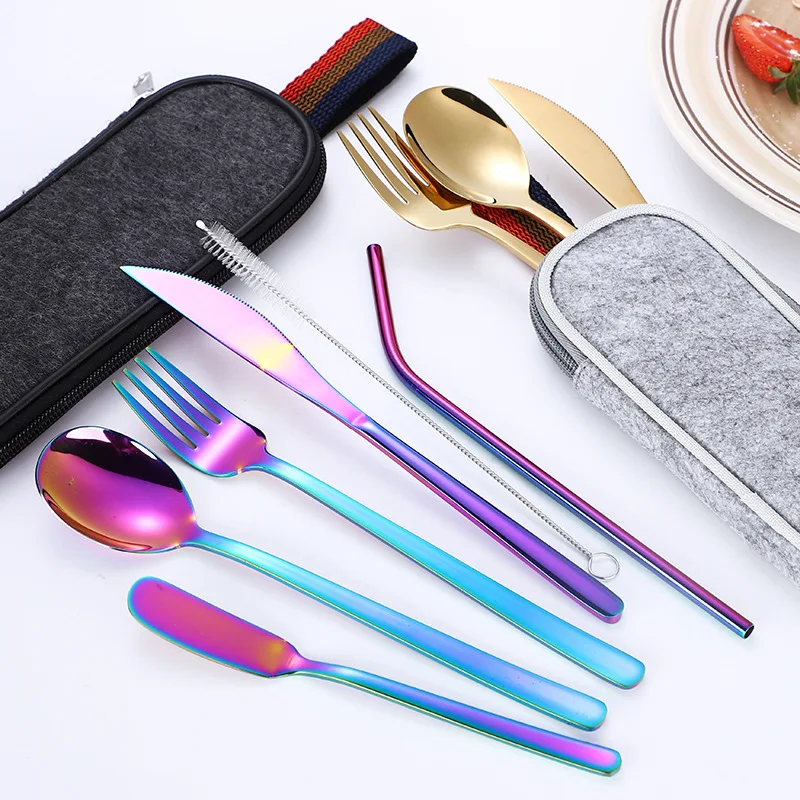 7 Pcs/ Set Creative 304 Stainless Steel Portable Tableware Straw/ Knife / Fork/ Spoon with Zipper Bag Cutlery Set Travel
7 Pcs/ Set Creative 304 Stainless Steel Portable Tableware Straw/ Knife / Fork/ Spoon with Zipper Bag Cutlery Set Travel