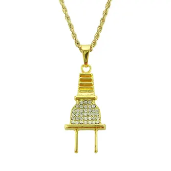New Iced Out Bling Men's Plug Pendant Necklace Gold Plated Full Rhinestone Chain Hip Hop Jewelry Xmas Gift
New Iced Out Bling Men's Plug Pendant Necklace Gold Plated Full Rhinestone Chain Hip Hop Jewelry Xmas Gift