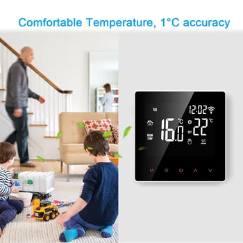 Wi-Fi Thermostat Digital Temperature Controller for Water/Electric Heating APP Control LCD Touch Screen Thermostat Wireless
Wi-Fi Thermostat Digital Temperature Controller for Water/Electric Heating APP Control LCD Touch Screen Thermostat Wireless