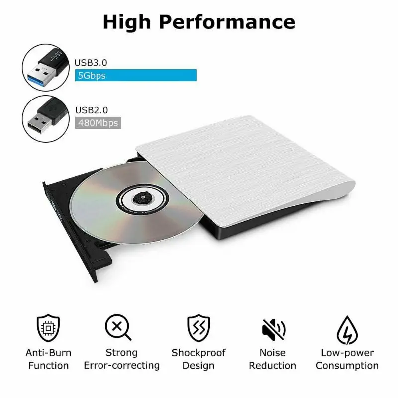 External DVD ROM Optical Drive USB 3.0 CD/DVD-ROM CD-RW Player Burner Slim Portable Reader Recorder Portatil for Laptop
External DVD ROM Optical Drive USB 3.0 CD/DVD-ROM CD-RW Player Burner Slim Portable Reader Recorder Portatil for Laptop