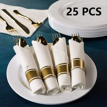 High-grade golden disposable plastic tableware cutlery spoon set Western-style golden tableware 25-piece set
High-grade golden disposable plastic tableware cutlery spoon set Western-style golden tableware 25-piece set