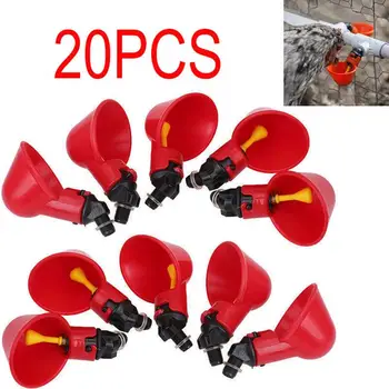 

20Pack Poultry Water Drinking Cups Chicken Hen Plastic Automatic Drinker Quail Drinking Water Bowl Farm Farming Equipment