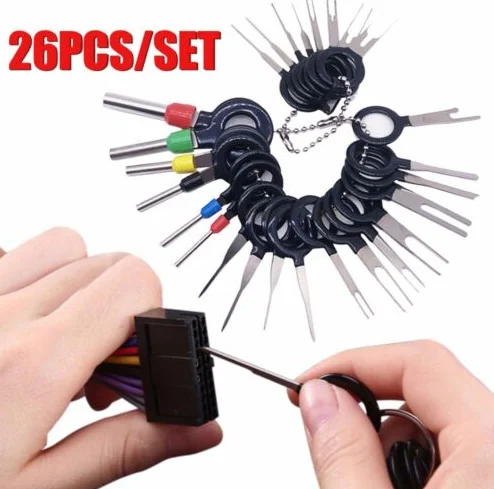 26pcs Terminal Removal Tool Car Electrical Wiring Crimp Connector Pin Extractor Car Terminal Removal Tools Pin Extractor
26pcs Terminal Removal Tool Car Electrical Wiring Crimp Connector Pin Extractor Car Terminal Removal Tools Pin Extractor