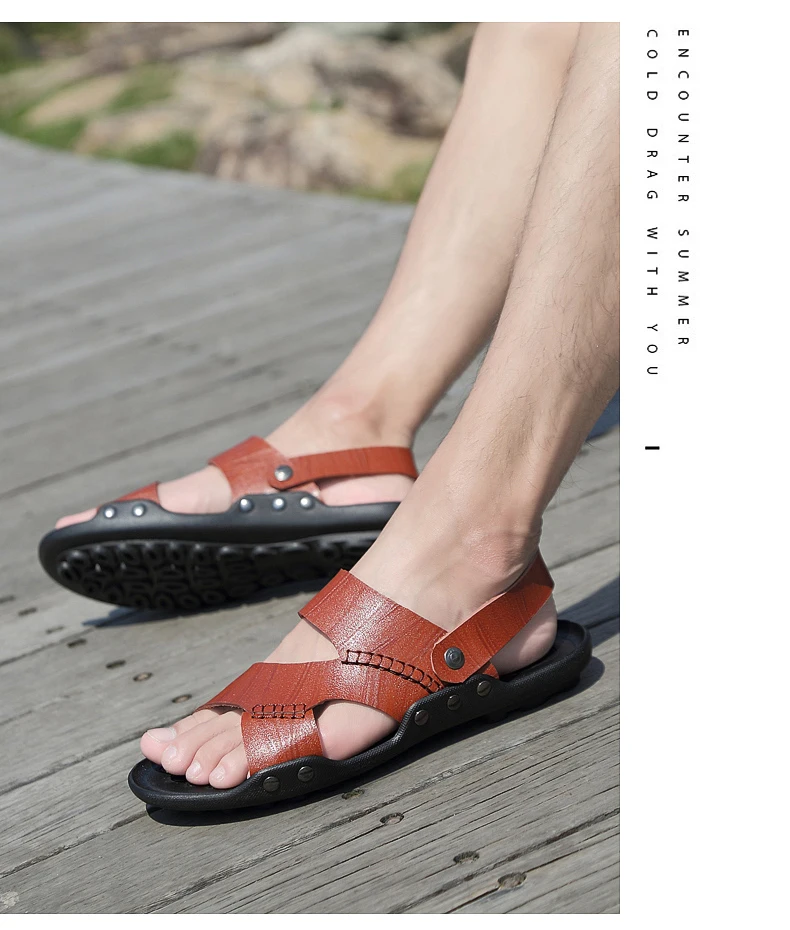 Sandały męskie zrobione ze skóry przezroczyste, rzymskie letnie buty - Sandalias Cuero Hombre Sandalia Rasteira Homme Sandale Ete - Wianko - 14