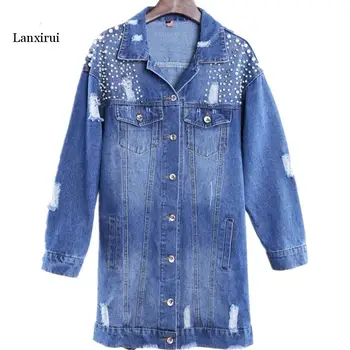 new bead Denim Jackets Women Hole Long Sleeve Vintage Jean jacket Loose Denim Coat
new bead Denim Jackets Women Hole Long Sleeve Vintage Jean jacket Loose Denim Coat