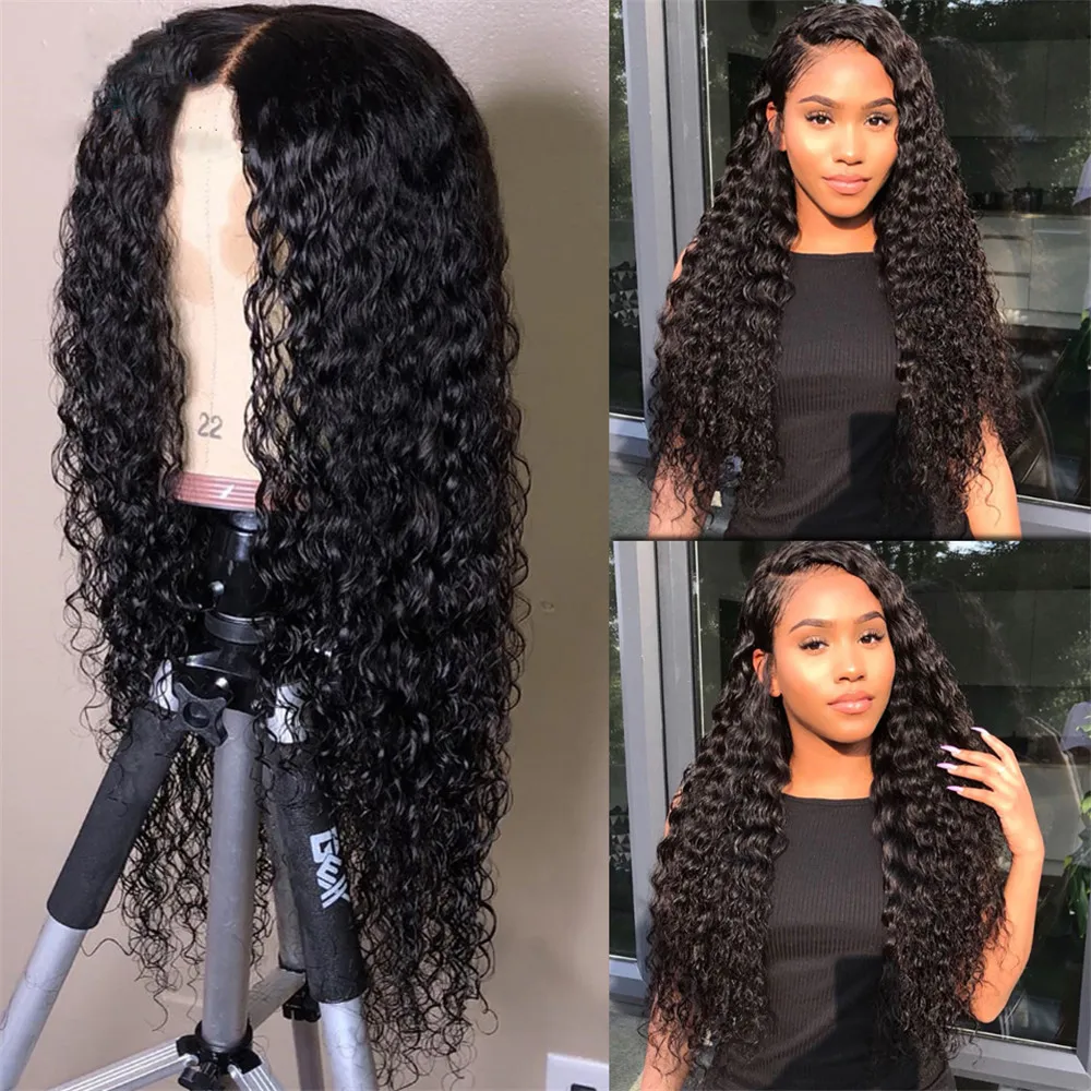 Full Lace Human Hair Wigs Natural Color Water Wave Brazilian Remy Hair Pre Plucked Bleached Konts Glueless Wigs with Baby Hair