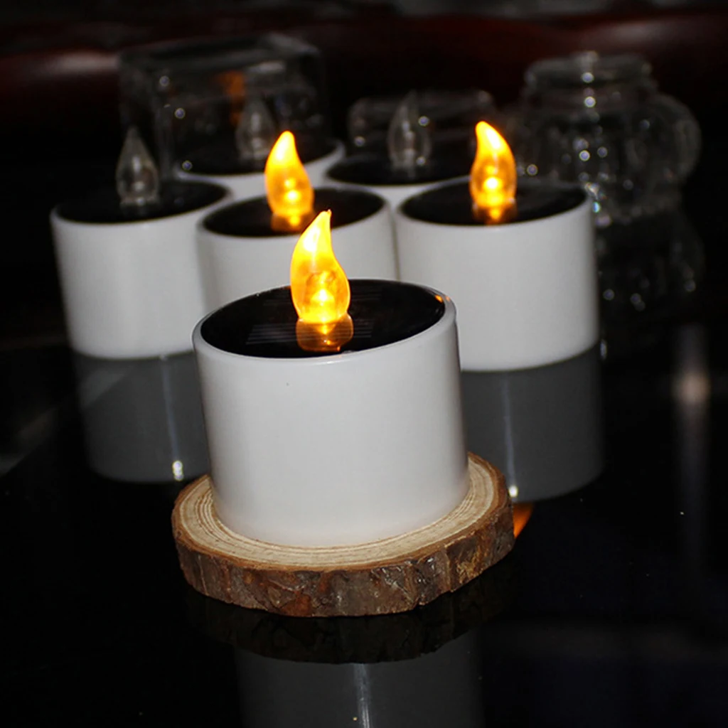 Solar Operated LED Candle Flicking Flameless Tea Light for Wedding Home Decoration, Yellow Solar Operated LED Candle Flicking Flameless Tea Light for Wedding Home Decoration, Yellow