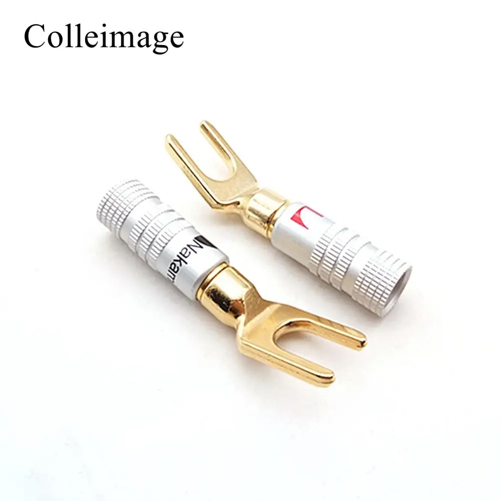 Colleimage Hifi 4pcs Brass Gold plated Audio Screw Fork Connector Adapter Y Spade Speaker Plugs
Colleimage Hifi 4pcs Brass Gold plated Audio Screw Fork Connector Adapter Y Spade Speaker Plugs