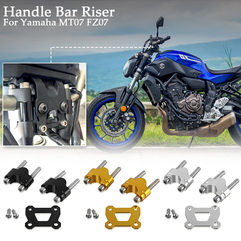 CNC Aluminum Motorcycle Handlebar Riser Mount 25mm Up for Yamaha MT07 FZ07 MT-07 FZ-07 Tracer Moto Cage 2014 2015 2016 2017
CNC Aluminum Motorcycle Handlebar Riser Mount 25mm Up for Yamaha MT07 FZ07 MT-07 FZ-07 Tracer Moto Cage 2014 2015 2016 2017