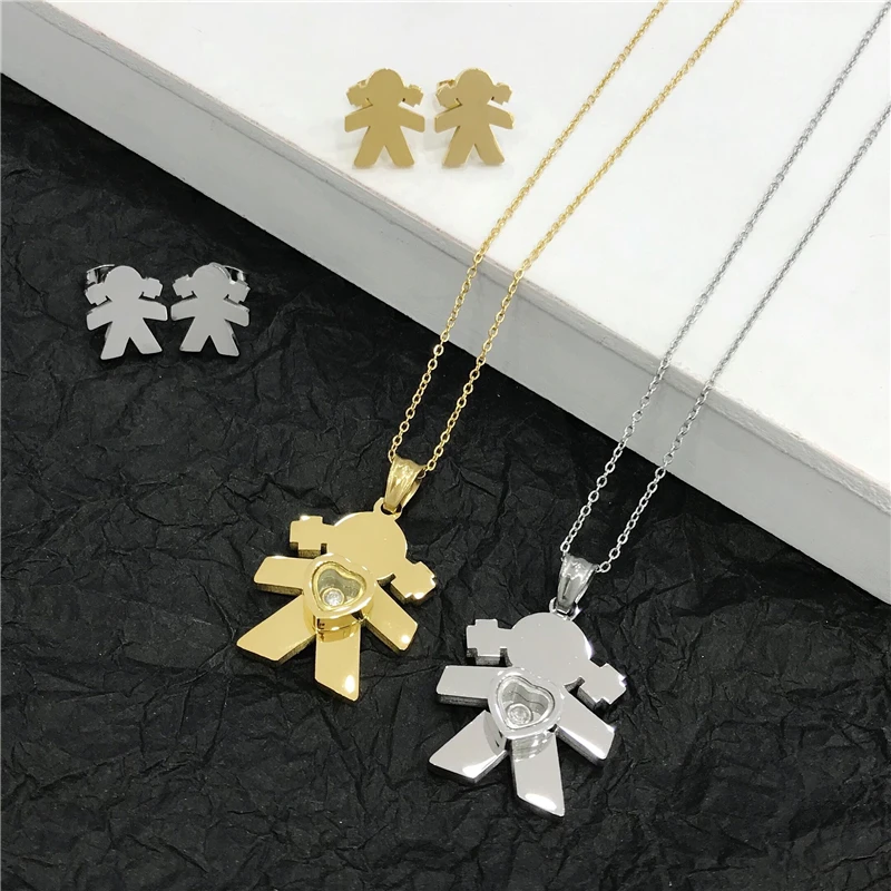 Lovely Girl Boy Pendant Charm Necklace Earings Cubic Zirconia Family Love Little Heart Mom Necklace For Mother Gift Jewelry Set
Lovely Girl Boy Pendant Charm Necklace Earings Cubic Zirconia Family Love Little Heart Mom Necklace For Mother Gift Jewelry Set