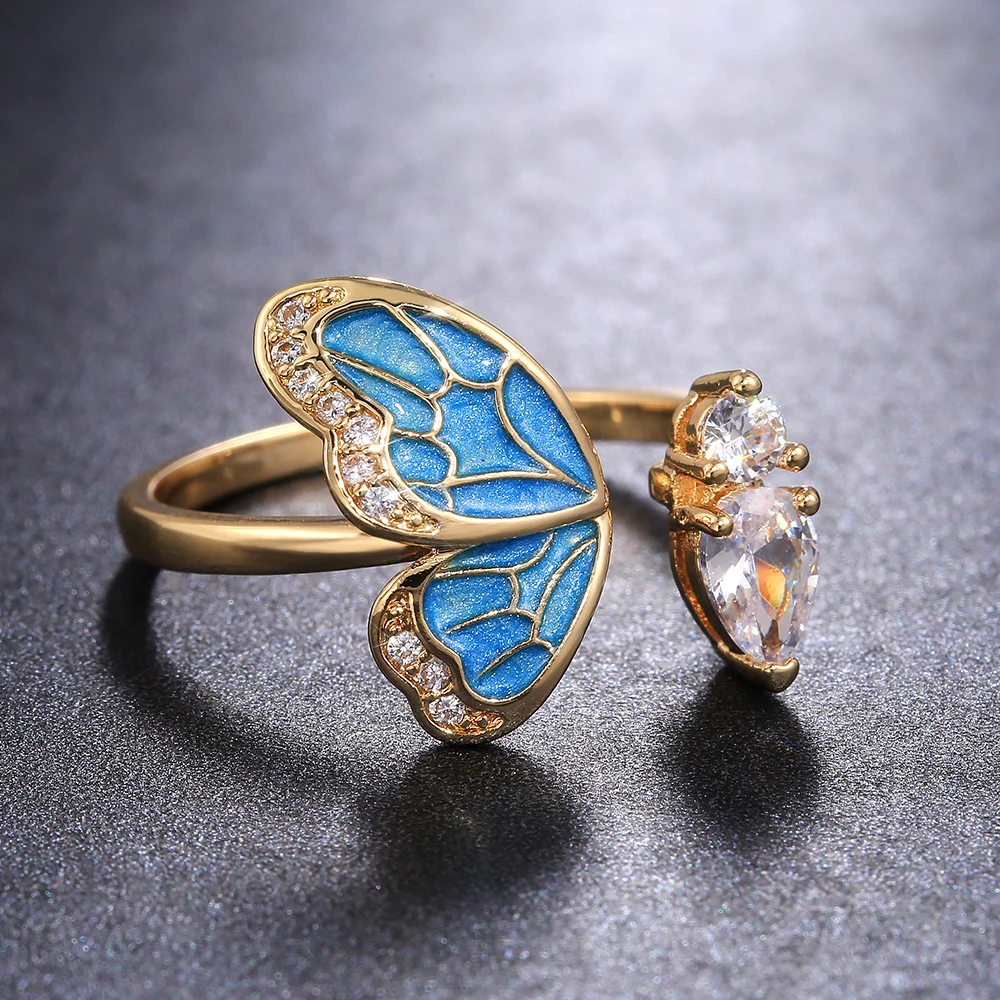 Waliicorners New Butterfly Female Adjustable Opening Rings Wedding 6 Hbfd5a48ca0a14a5f9069e748abf00b64p