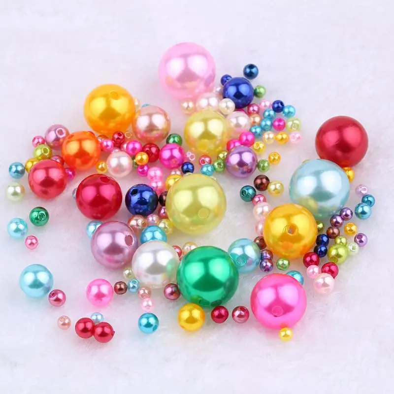 

Colorful Round ABS Acrylic Loose Pearl Beads 4mm 5mm 6mm 8mm 10mm 12mm 14mm 16mm 18mm Jewelry Necklace Bracelet Beading DIY