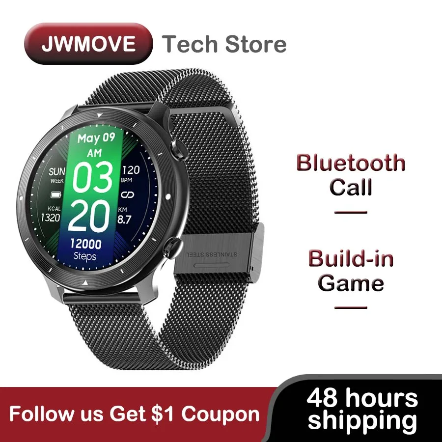 Фото Смарт-часы JWMOVE F87 мужские с поддержкой Bluetooth и Пульсометром | Электроника