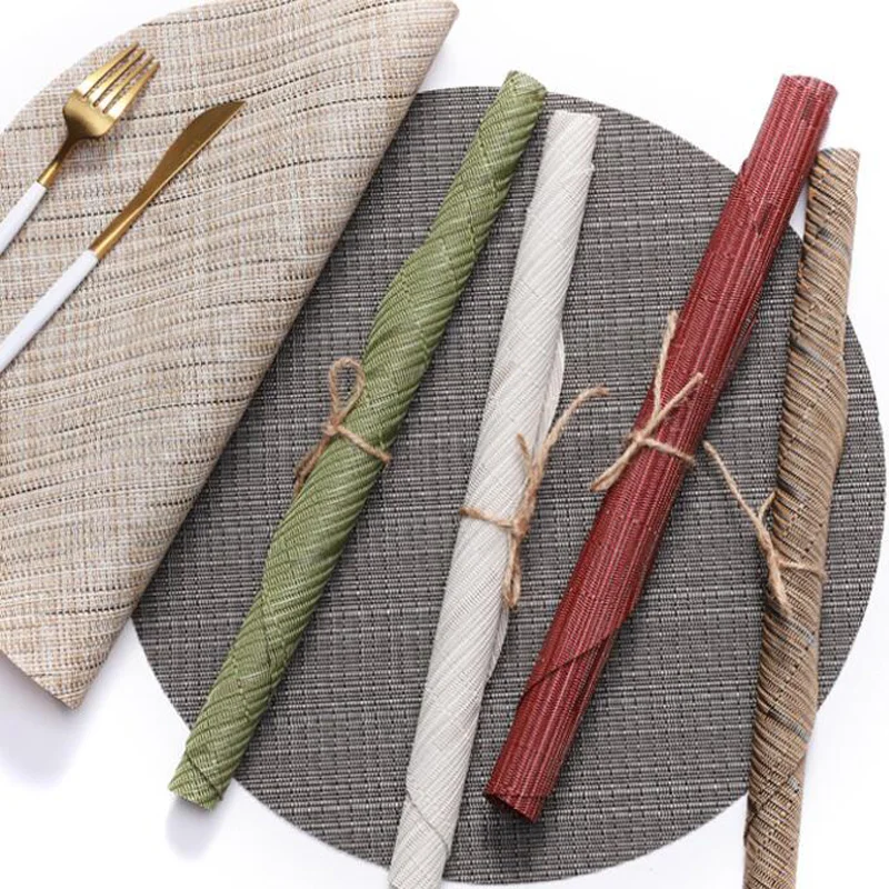 2pcs/pack 35cm Round Placemat PVC Table Mats Heat Insulation Tableware Pads Anti Slipping Bamboo Lines Woven Design 11 Colors
2pcs/pack 35cm Round Placemat PVC Table Mats Heat Insulation Tableware Pads Anti Slipping Bamboo Lines Woven Design 11 Colors