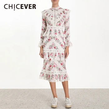 CHICEVER Autumn Hollow Out Female Dresses Fashion New Stand Collar Flare Sleeve High Waist Ruffle Vintage Print Dress Women 2019
CHICEVER Autumn Hollow Out Female Dresses Fashion New Stand Collar Flare Sleeve High Waist Ruffle Vintage Print Dress Women 2019