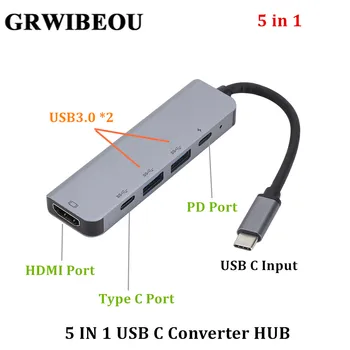 Grwibeou New Arrival 5 in 1 type C HUB USB 3.1 TO HDMI And USB 3.0 hub for Macbook High Quality usb c adapter Converter USB HUB
Grwibeou New Arrival 5 in 1 type C HUB USB 3.1 TO HDMI And USB 3.0 hub for Macbook High Quality usb c adapter Converter USB HUB