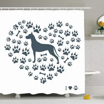 

Shower Curtain Set with Hooks 72x72 Nice Trace Great Claw Dog Dane Silhouette Commercial On Animals Pet Nature Wildlife