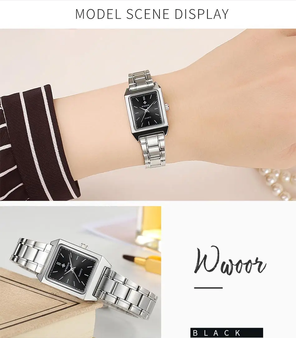 2020 WWOOR Top Brand Luxury Women Square Watches xfcs Genuine Leather Quartz Small Dial Wrist Watch Gifts For Women Montre Femme