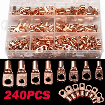 

240PCS Automotive Copper Ring Lug Crimp Splice Terminals Wire Cable Butt Connectors Kit Assortment SC
