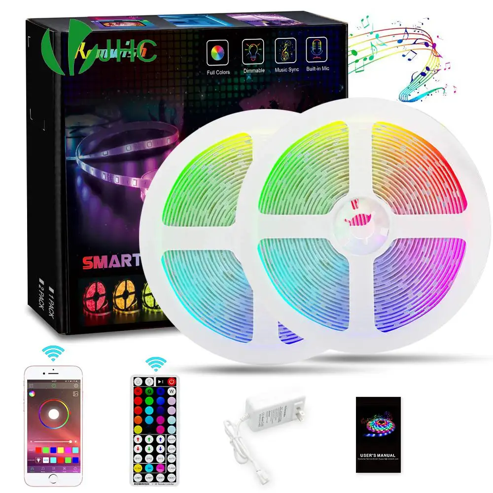 12V Led Strip Lights Bluetooth App Controller RGB 5050 Led Light Strip Lamp Flexible Ribbon Diode Music Sync Color Changing Tape
12V Led Strip Lights Bluetooth App Controller RGB 5050 Led Light Strip Lamp Flexible Ribbon Diode Music Sync Color Changing Tape