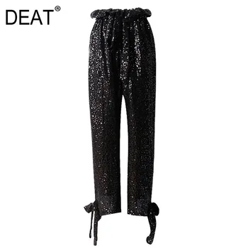 DEAT 2020 new high waist pleated elastic sequins pants drawstring rope bow on bottoms small foots long trousers WE18001L
DEAT 2020 new high waist pleated elastic sequins pants drawstring rope bow on bottoms small foots long trousers WE18001L
