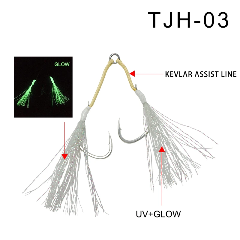 JK 10 pcs TJH Kevlar Wire Tying Hook Stainless Steel Solid Ring Tied To Sea Fishing Luminous Double hook
JK 10 pcs TJH Kevlar Wire Tying Hook Stainless Steel Solid Ring Tied To Sea Fishing Luminous Double hook