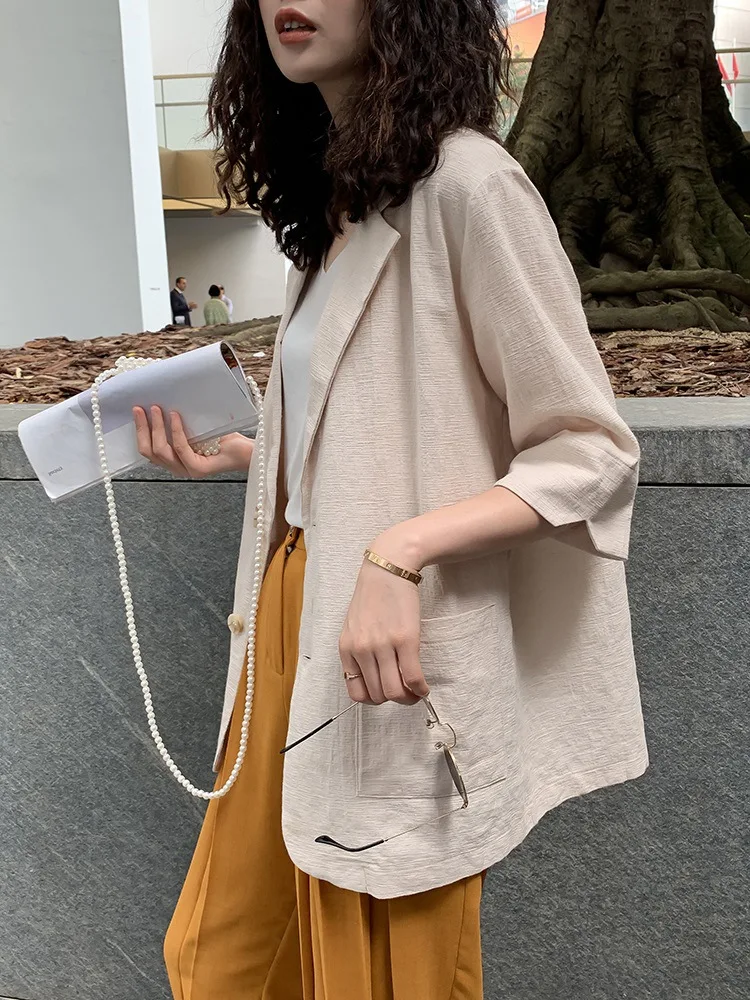 Cotton Linen Casual Suit Jacket Women's Summer Thin 2019 New Style Loose-Fit Korean-style CHIC Elegant Suit
Cotton Linen Casual Suit Jacket Women's Summer Thin 2019 New Style Loose-Fit Korean-style CHIC Elegant Suit
