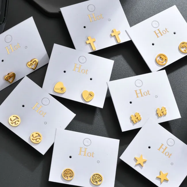 Крошечные женские золотые серьги-кресты из нержавеющей стали с бумажной