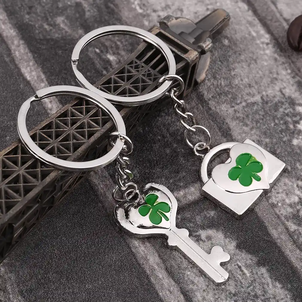 four-leaf plant shape clovers metal keyring bag hanging keychain