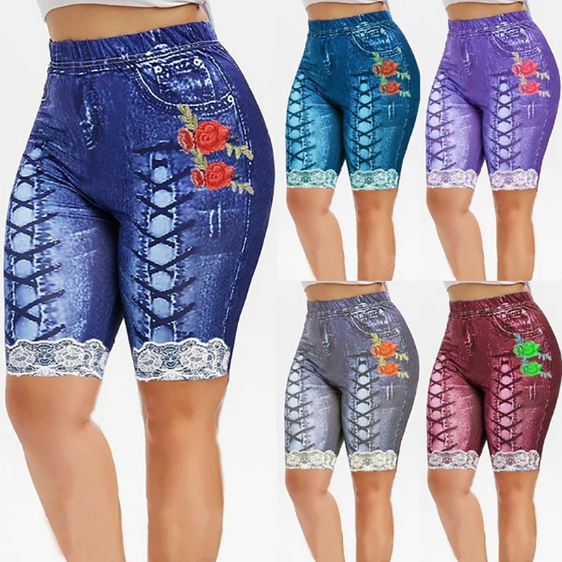 Plus Size Women Yoga Shorts Leggings Summer Fake Denim Ladies Short Pants Summer Floral Printed High Waist Female Shorts
Plus Size Women Yoga Shorts Leggings Summer Fake Denim Ladies Short Pants Summer Floral Printed High Waist Female Shorts