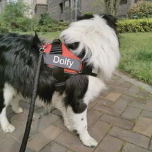 Szelki Dla Psa-arnés personalizado para perro, sin tirones, reflectante, transpirable, ajustable, para correa de chaleco, con parche personalizado