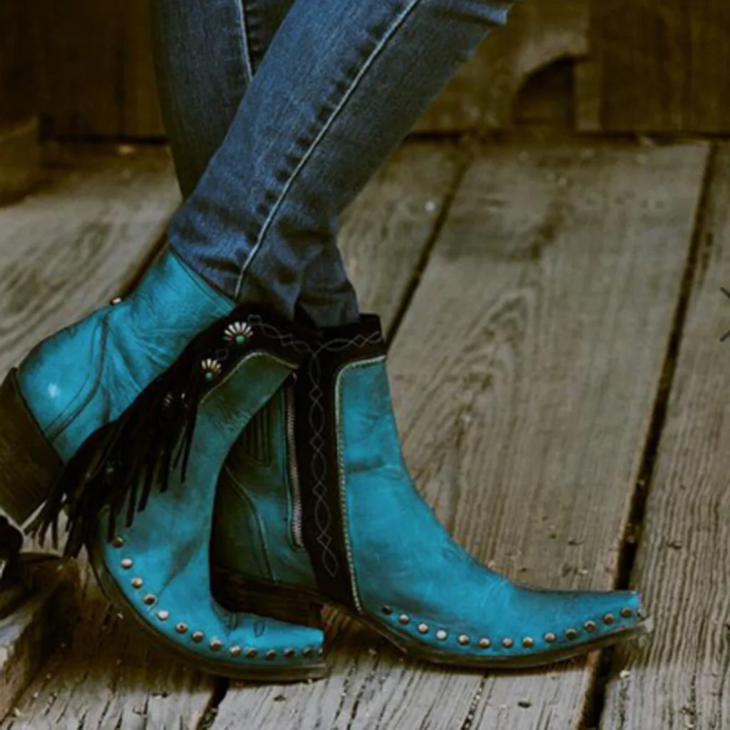 Rome Style Chelsea Boots Women's Retro Rivet Ankle Boots Winter Tassel Pointed Short Boot Lady Classic High Heel Knight Shoes
Rome Style Chelsea Boots Women's Retro Rivet Ankle Boots Winter Tassel Pointed Short Boot Lady Classic High Heel Knight Shoes