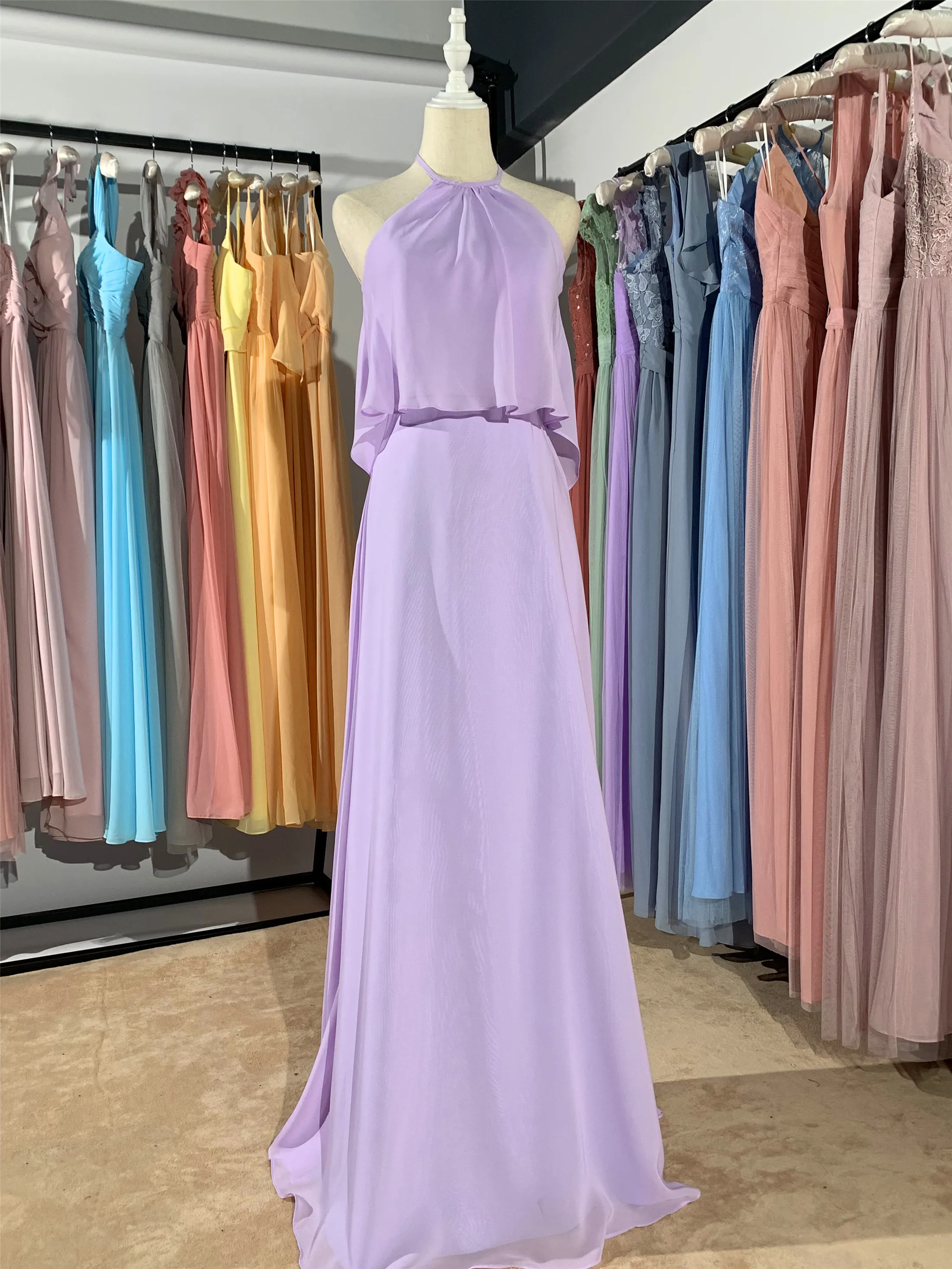 Pastel Lilac Bridesmaid dress 2023 color long Boat collar sleeveless chiffon Customizable fashion dress mocini tailor
Pastel Lilac Bridesmaid dress 2023 color long Boat collar sleeveless chiffon Customizable fashion dress mocini tailor