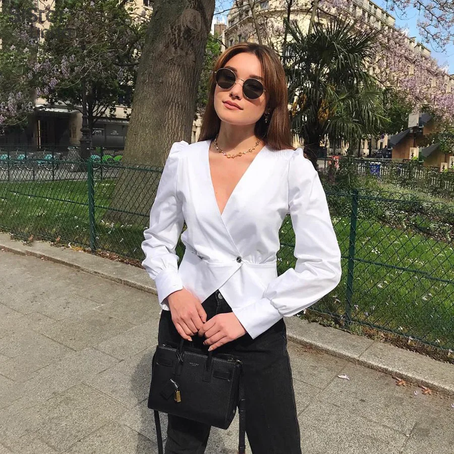 Sisterlinda Sexy Cardigan Casual V-neck Women Tops 2019 Solid Knotted Button For long Sleeve Crop Tops Short T-shirt White Mujer
Sisterlinda Sexy Cardigan Casual V-neck Women Tops 2019 Solid Knotted Button For long Sleeve Crop Tops Short T-shirt White Mujer