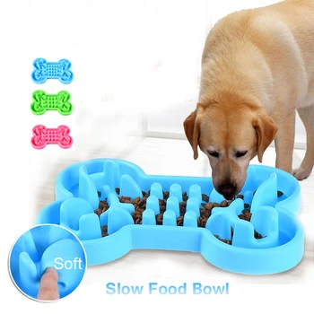 

Pet Dog Bowl Healthy Soft rubber Slow Food Feeder Anti Choke travel bowl for Cat dog Food feeding Alimentador Lento