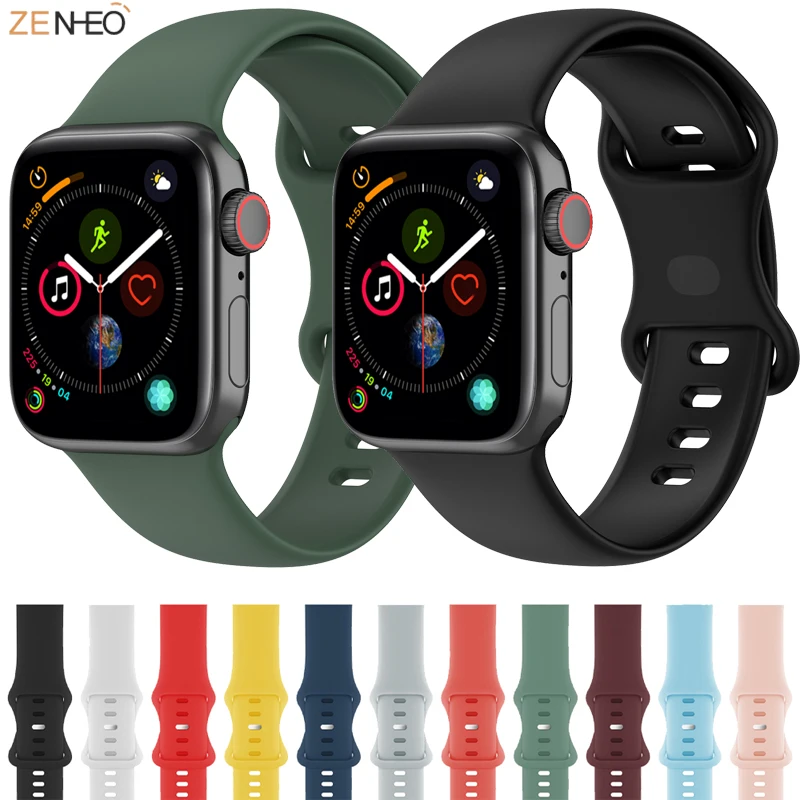 

Silicone Strap For Apple Watch band 44mm 40mm 38mm 42 mm Rubber belt bracelet for iWatch serie SE 3 4 5 6 colourful watchband