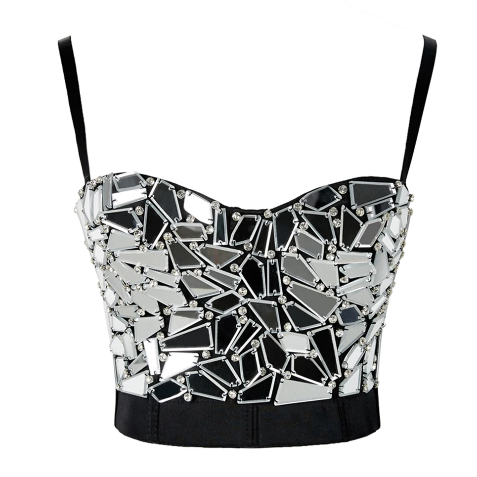 Women's Glitter Rhinestone Crop Top Rave Festival Shiny Silver Sexy Sequin Tank Tops Bra Stage dance nightclub mirror costume
Women's Glitter Rhinestone Crop Top Rave Festival Shiny Silver Sexy Sequin Tank Tops Bra Stage dance nightclub mirror costume