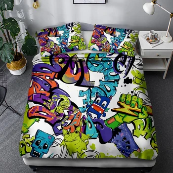 3D Hip-hop graffiti Printed Bedding Set Popular Fashion Duvet Cover for Adult Kids Cartoon anime Bedspread King Size Bedclothes
3D Hip-hop graffiti Printed Bedding Set Popular Fashion Duvet Cover for Adult Kids Cartoon anime Bedspread King Size Bedclothes