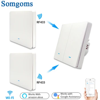 WIFI Smart Wall Switch RF433 Push Button 1/2/3 Gang UK/EU Standard Smart Life APP Wireless Light Switch Remote Voice Control
WIFI Smart Wall Switch RF433 Push Button 1/2/3 Gang UK/EU Standard Smart Life APP Wireless Light Switch Remote Voice Control